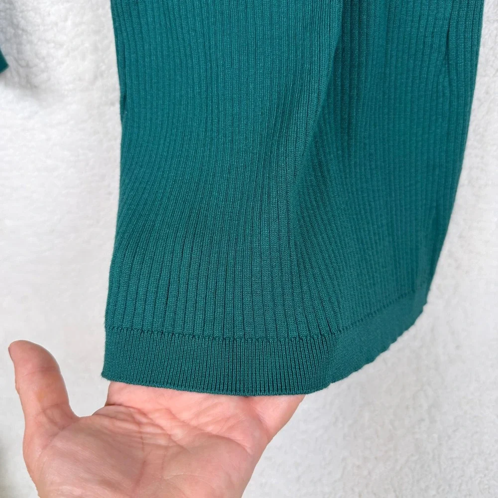 Copper Key Sweater‎ Dress Womens Small Teal Green Ribbed Polo Long Sleeve